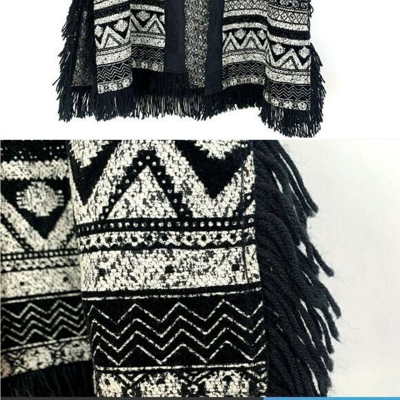 Tweed Sweater Jacket Womens Open Front Cardigan Boho Cape XS NWT - Picture 4 of 11